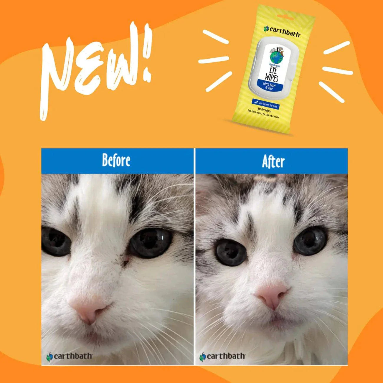 earthbath Hypoallergenic Eye Wipes - 30 Wipes - The Pet Source