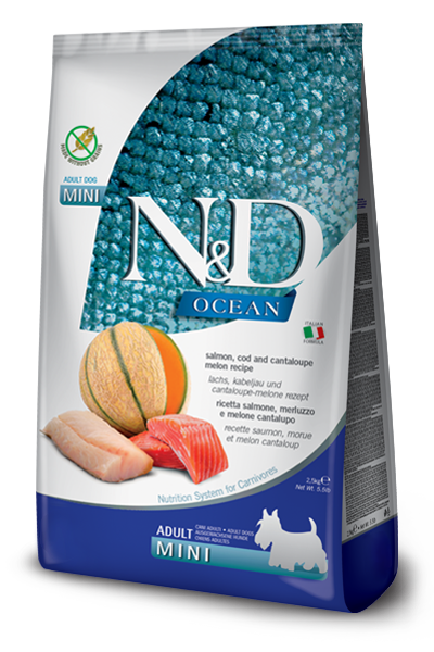 Farmina N&D Ocean Salmon, Cod & Cantalupe Melon Adult Mini Dog Food - 5.5lb