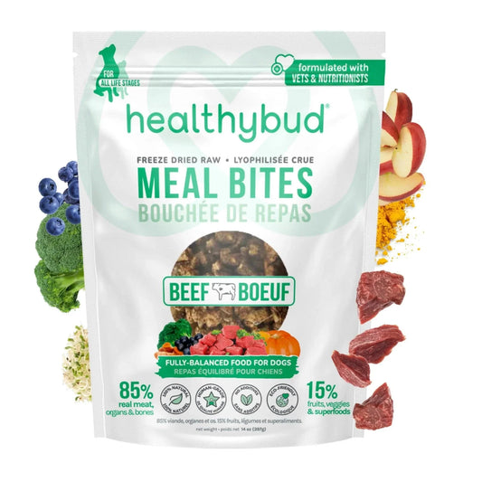 Healthybud Beef Meal Bites Freeze Dried Raw Dog Food - 397g - The Pet Source