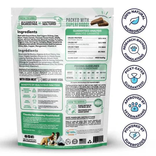 Healthybud Beef Meal Patties Freeze Dried Raw Dog Food - 397g - The Pet Source