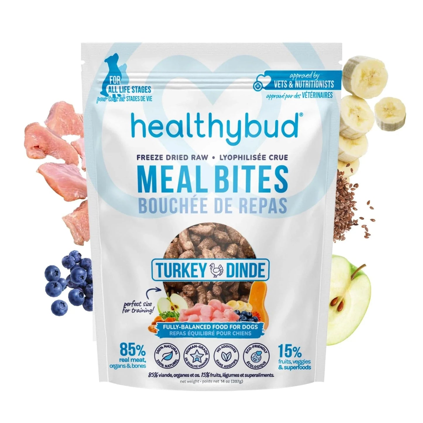Healthybud Turkey Meal Bites Freeze Dried Raw Dog Food - 397g - The Pet Source