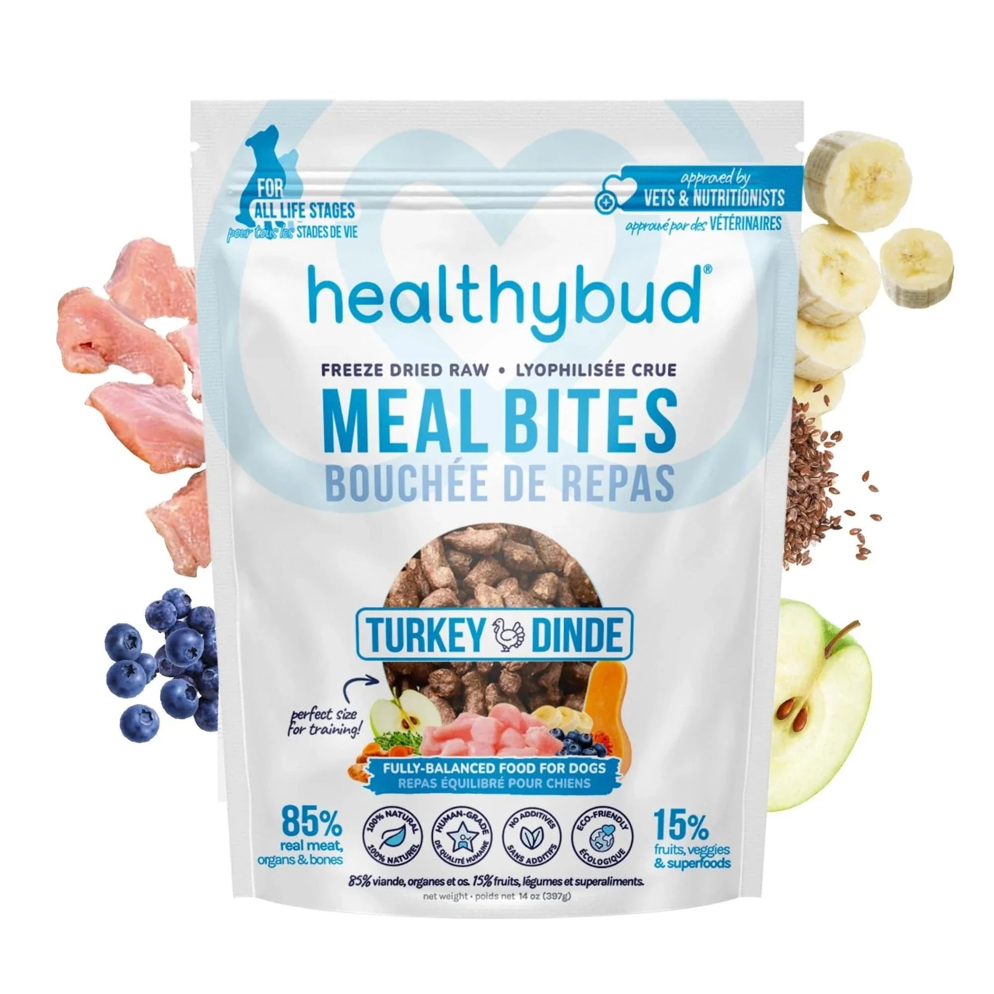 Healthybud Turkey Meal Bites Freeze Dried Raw Dog Food - 397g - The Pet Source