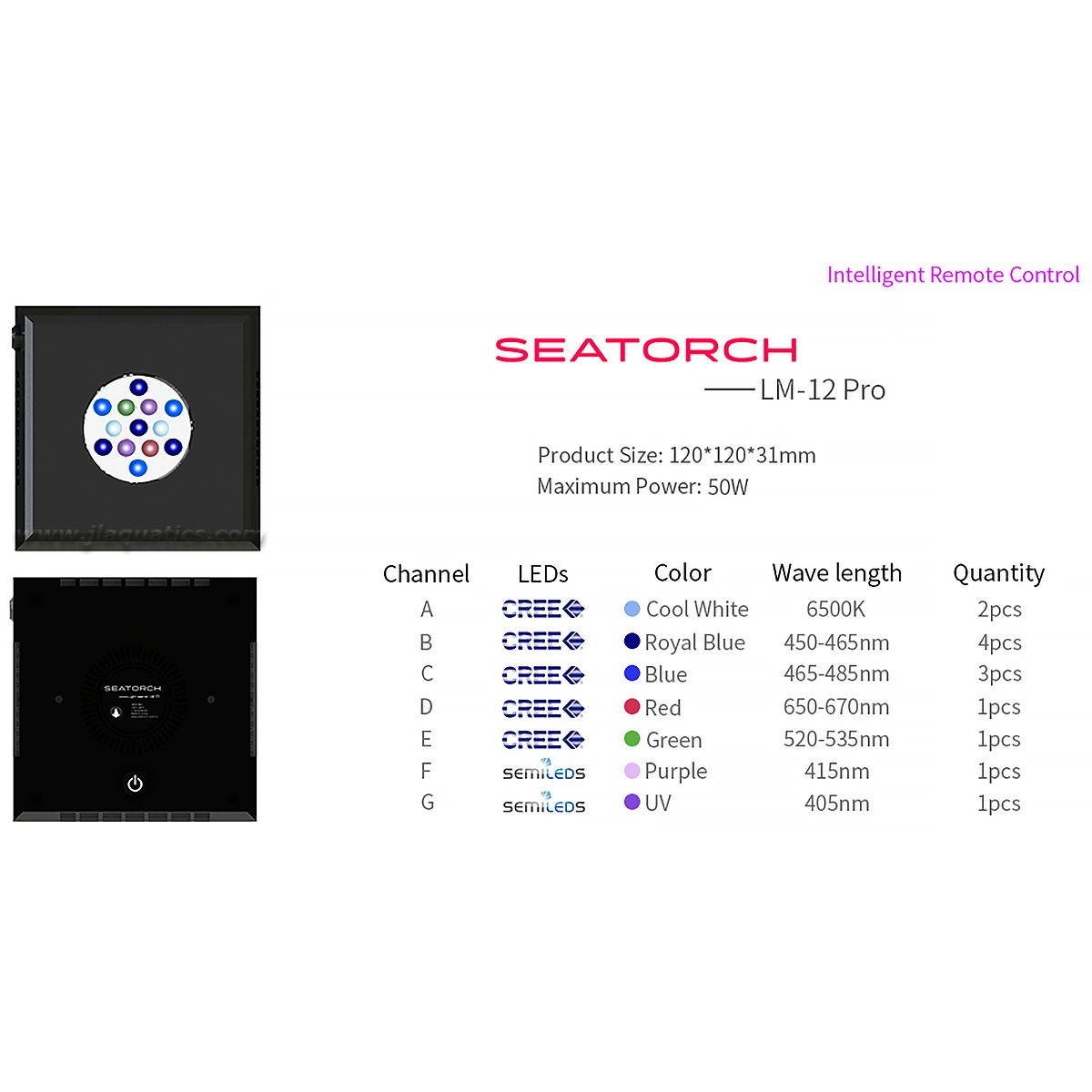 SeaTorch LM-12 Pro LED Reef Aquarium Light - product view
