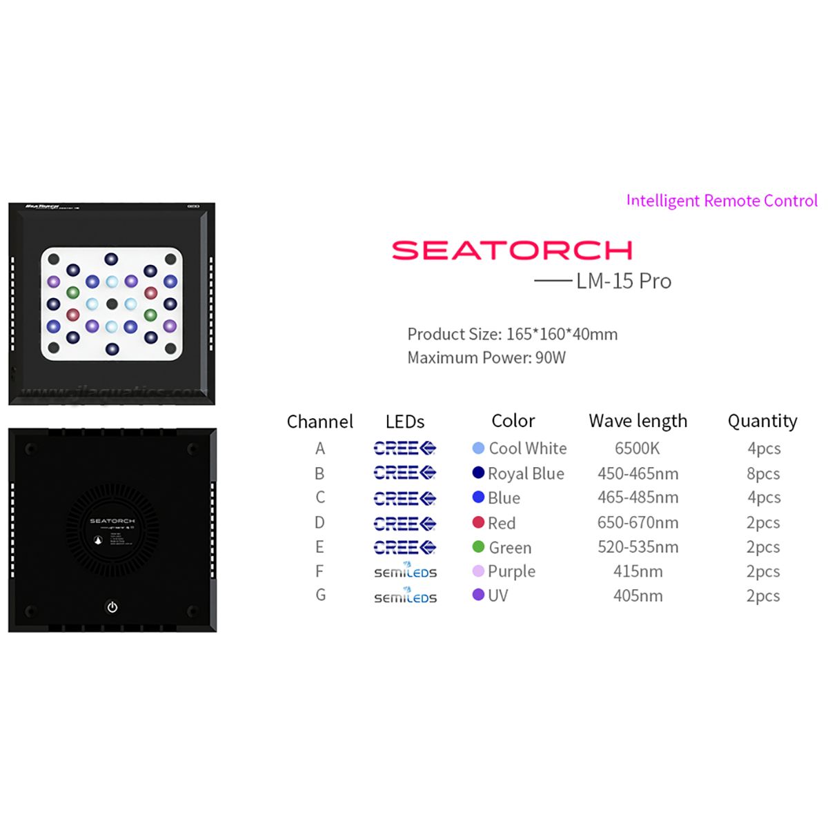 SeaTorch LM-15 Pro LED Reef Aquarium Light - product view