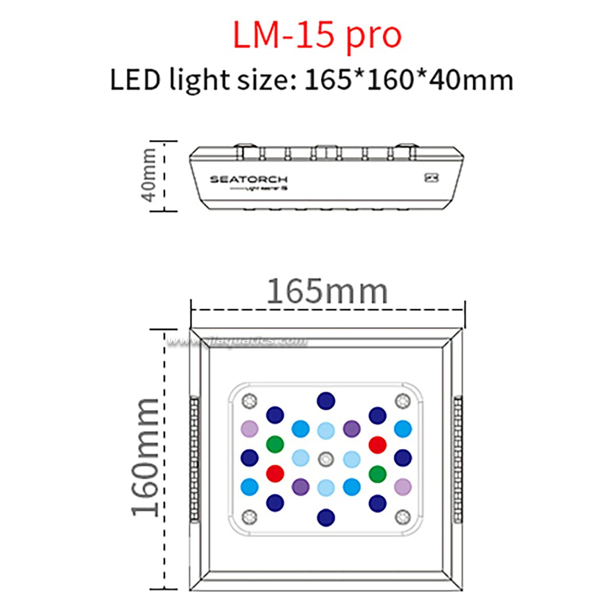 SeaTorch LM-15 Pro LED Reef Aquarium Light - features and specifications 1