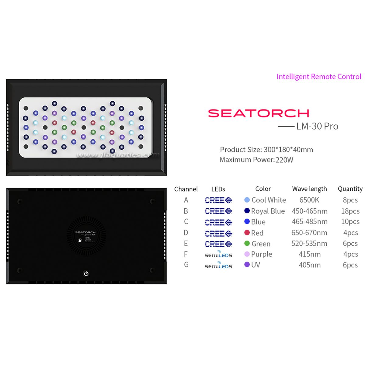 SeaTorch LM-30 Pro LED Reef Aquarium Light - product view