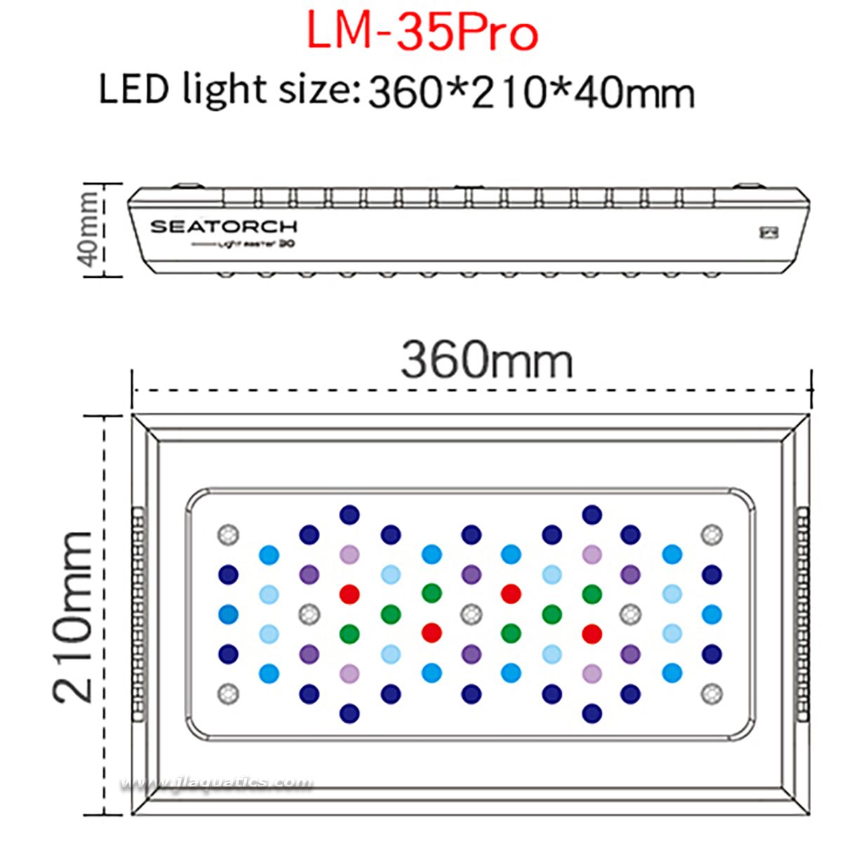 SeaTorch LM-35 Pro LED Reef Aquarium Light - features and specifications 1