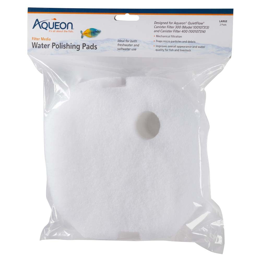 Aqueon QuietFlow Canister 300-400 Water Polishing Pads White Large 2pk