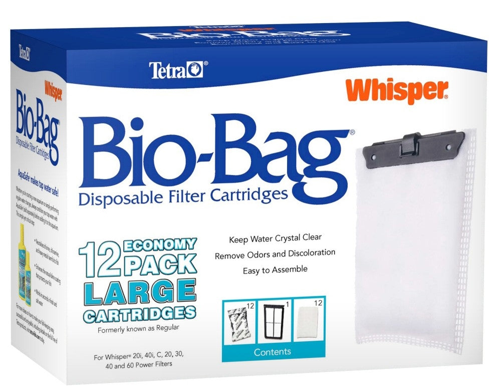 Tetra Whisper Bio-Bag Cartridge Unassembled Large - 12pk