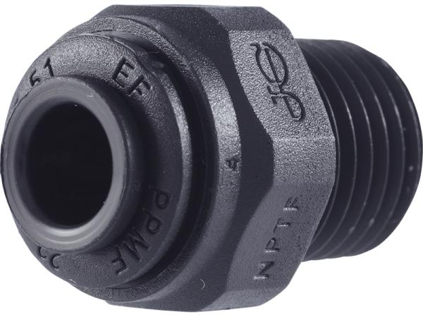 John Guest Reverse Osmosis RO Fitting Black - PP010822E Male Connector 1-4 Inch Tube x 1-8 Inch (NPTF Thread)