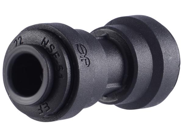 John Guest Reverse Osmosis RO Fitting- PP0408E Black Straight Union Connector 1/4 Inch Tube x 1/4 Inch