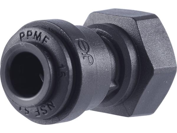 John Guest Reverse Osmosis RO Fitting Black - PP450821E Female Adapter 1-4 Inch x 1-8 Inch (NPTF Thread)