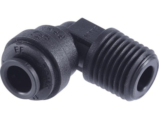 John Guest Reverse Osmosis RO Fitting - PP481222E Black Straight Elbow 3/8 Inch x 1/4 Inch NPFT