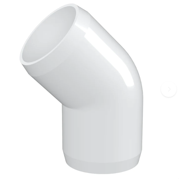 PVC 45 Degree Elbow Schedule 40 - 1/2" White