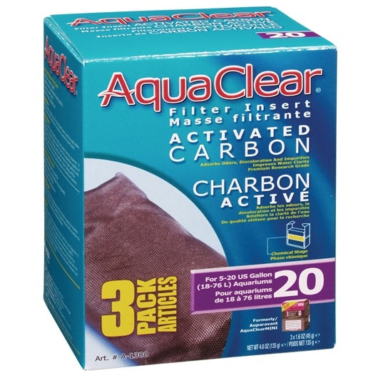 AquaClear 20 Activated Carbon Filter Insert - 3 pack