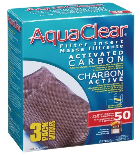 AquaClear 50 Activated Carbon Filter Insert - 3 pack