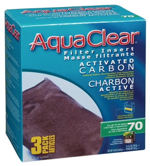 AquaClear 70 Activated Carbon Filter Insert - 3 pack