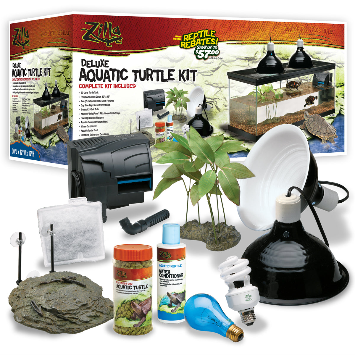 Zilla Deluxe Aquatic Turtle Kit - 20 Gal