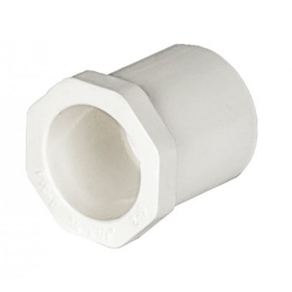 PVC Reducer Bushing - Schedule 40 - White - Spigot x Socket - 3/4 Inch to 1/2 Inch