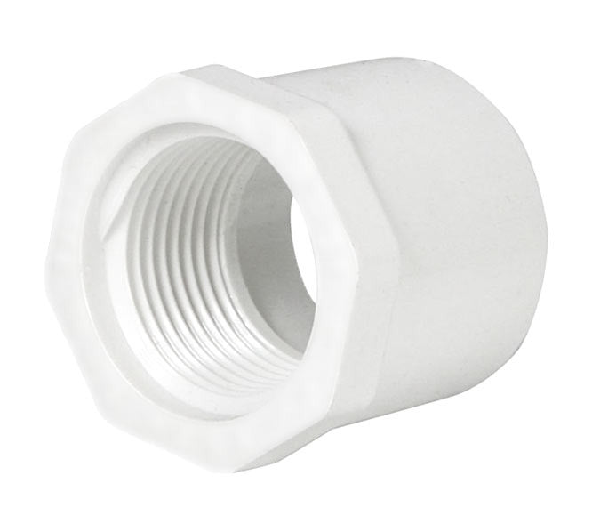 PVC Reducer Bushing - Schedule 40 - White - Spigot x Thread - 1-1/2 Inch to 1-1/4 Inch