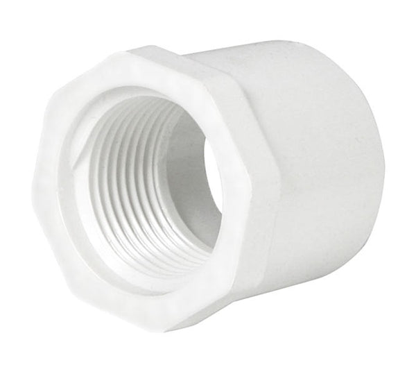 PVC Reducer Bushing - Schedule 40 - White - Spigot x Thread - 1 Inch to 1/2 Inch