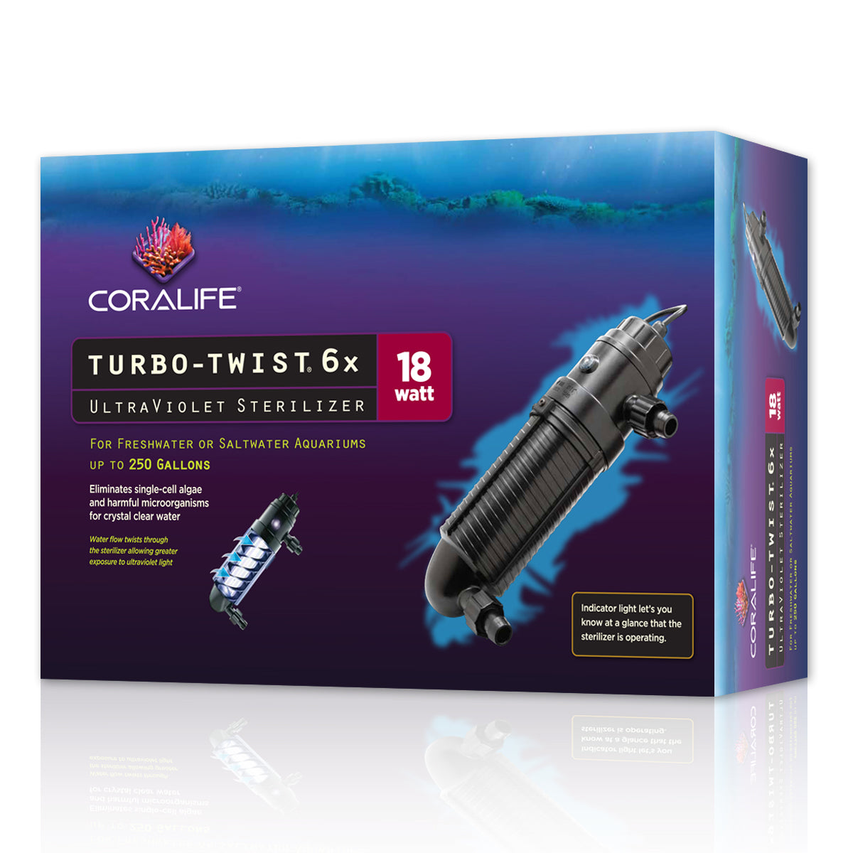 Coralife Turbo-Twist UV Sterilizer - 6x - 18 W - 250 Gal