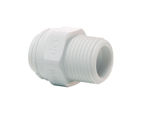 John Guest Reverse Osmosis RO Fitting - PP010824W Straight Adaptor 1/4 Inch Tube x 1/2 Inch NPTF Thread
