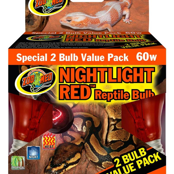 Zoo Med Nightlight Red Reptile Bulb 60 W 2 pack