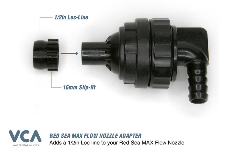 Vivid Creative Aquatics Red Sea MAX Flow Nozzle to Loc-Line Adapter - 16mm Slip-Fit to 1-2in Loc-Line