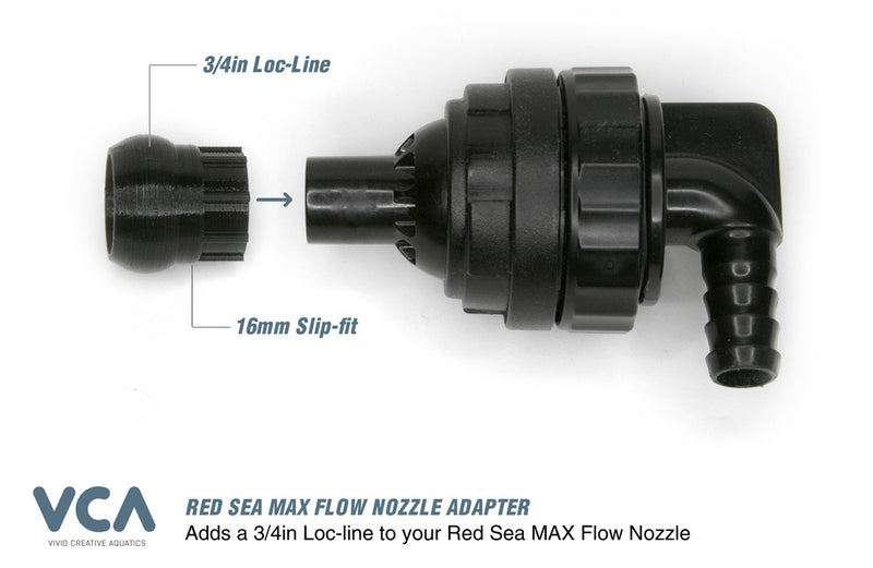 Vivid Creative Aquatics Red Sea MAX Flow Nozzle to Loc-Line Adapter - 16mm Slip-Fit to 3-4in Loc-Line