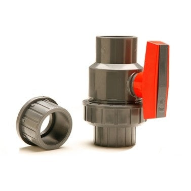 PVC Single Union 3/4 Inch Ball Valve FPT with Slip and Threaded Fittings Grey
