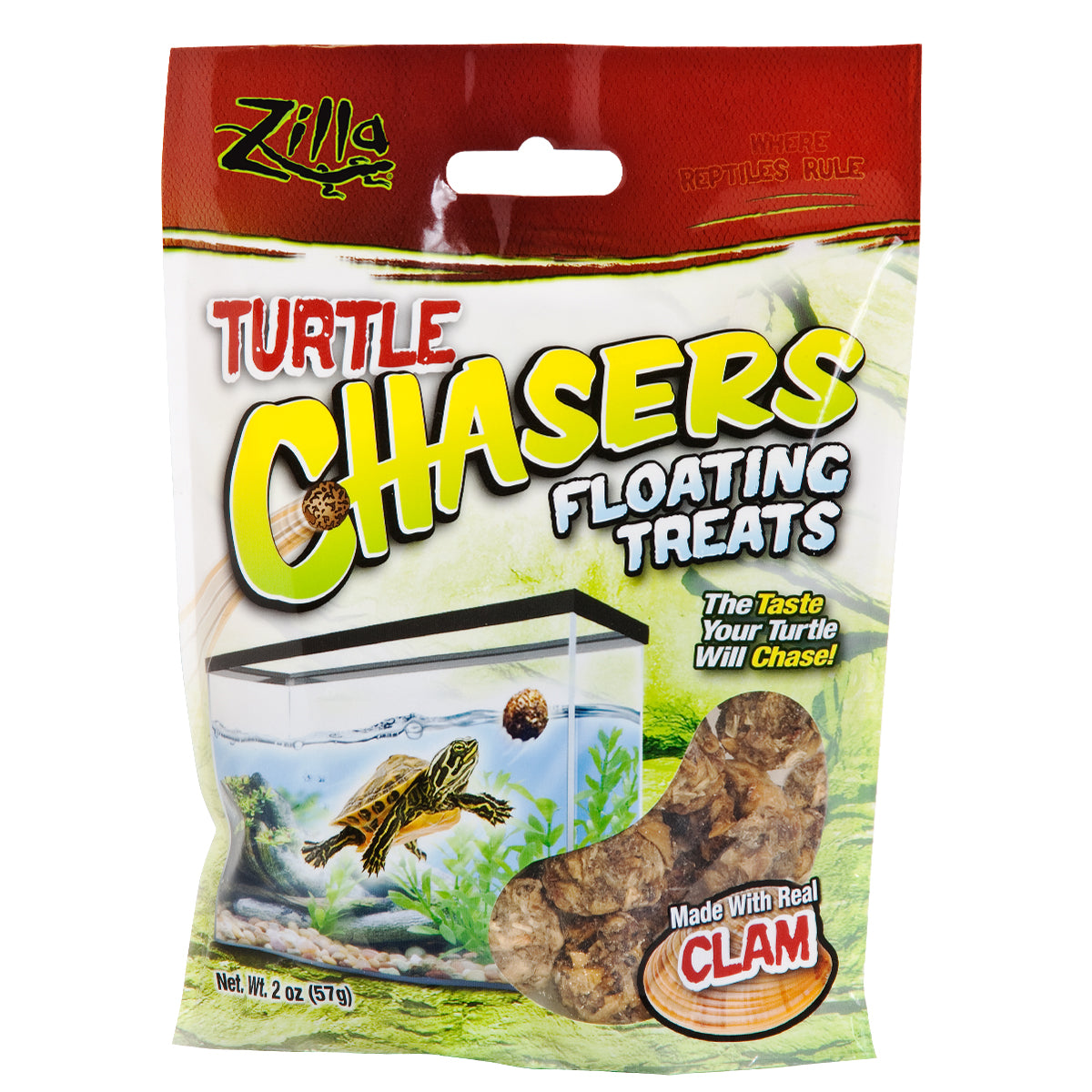 Zilla Turtle Chasers Floating Treats made with Real Clam - 2 oz