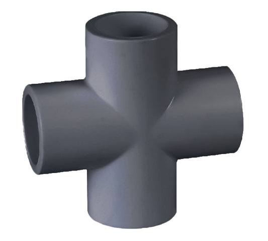 PVC Cross Schedule 80 - 3/4 Inch Grey