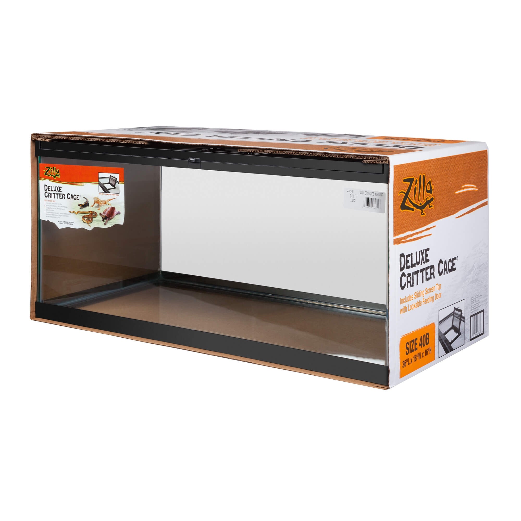 Zilla Deluxe Enclosed Critter Cage With Feeding Door 40 Gallon